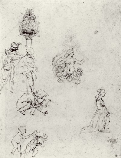 Studies of Figures and Decorations, c.1480-82 by Leonardo da Vinci